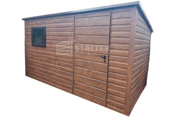 Schowek - domek ogrodowy 3x2,5m - drzwi - okno - ciemny orzech - drewnopodobny - dach spad w tył ST148