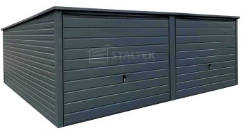 Garaż blaszany 6x6m - Brama uchylna - Antracyt Dach spad w tył ST178
