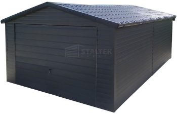 Garaż blaszany 4x6m - Blachodachówka - Brama uchylna - antracyt - rynny - dach dwuspadowy ST168