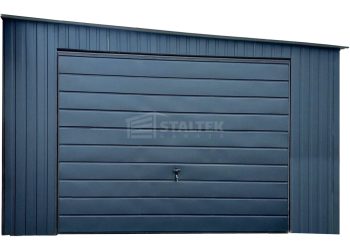 Garaż Blaszany 4,5X8M Brama Uchylna – Antracyt – Dach Spad W Bok ST215