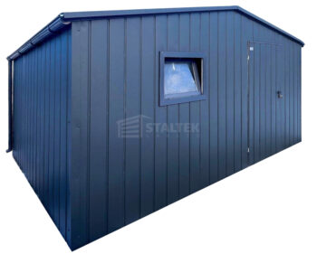 Garaż - Domek ogrodowy 6x4 m - drzwi - okno - antracyt - dach dwuspadowy - rynny ST259